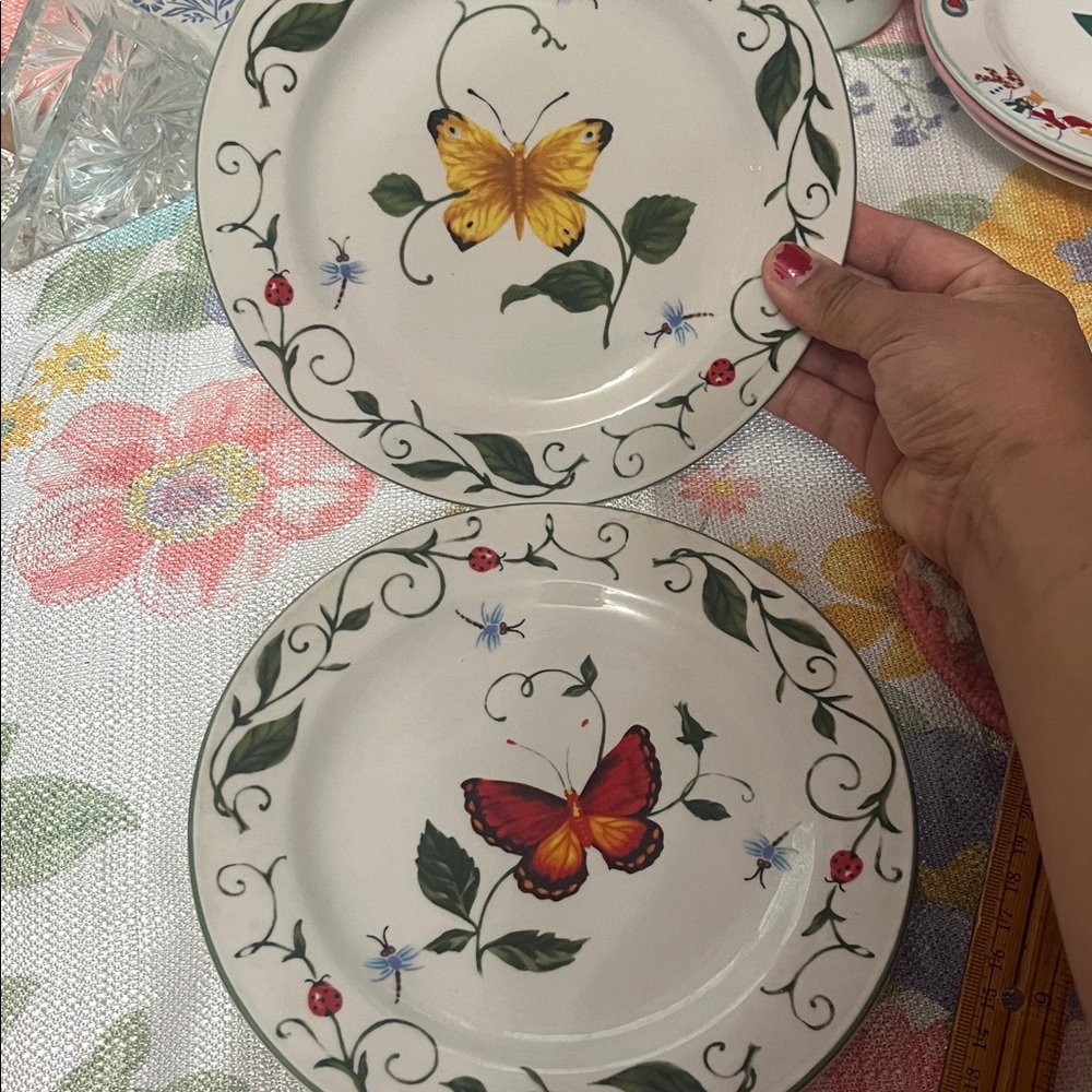Tabletops Unlimited Set of 2  Plates Butterflies 7.5”